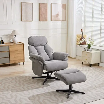 Dunelm Image Furnishings Edinburgh Faux Suede Swivel Chair with Footstool