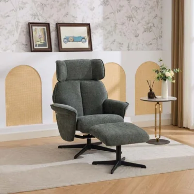 Dunelm Image Furnishings Gretna Chenille Swivel Chair with Footstool
