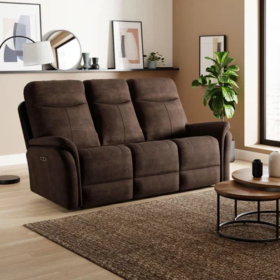 Dunelm Monte Faux Suede Power Recliner 3 Seater Sofa Faux Suede Pinecone