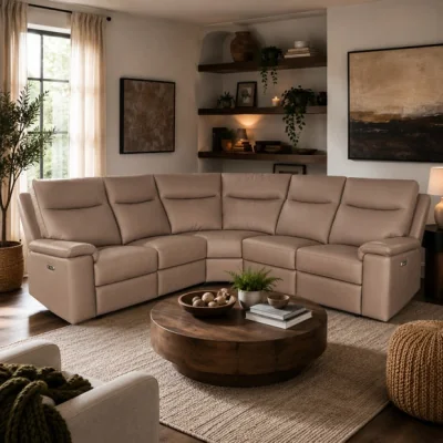 Dunelm Aspire Toronto Leather Power 5 Seater Recliner Corner Sofa