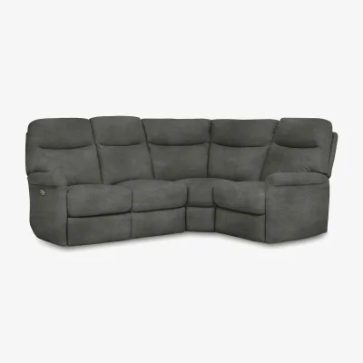 Furniture Village Compact Collection Lille Fabric Power Recliner Right Hand Facing Corner Sofa - Dolphin