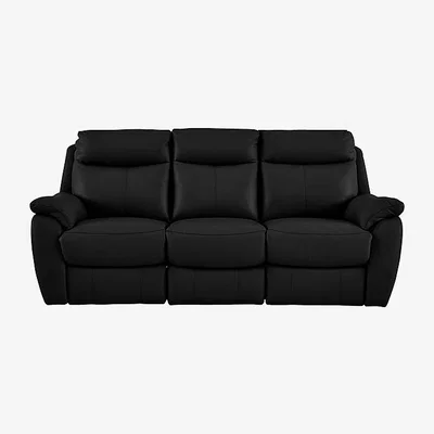 Furniture Village Snug 3 Seater BV Leather Power Recliner Sofa - Classic Black