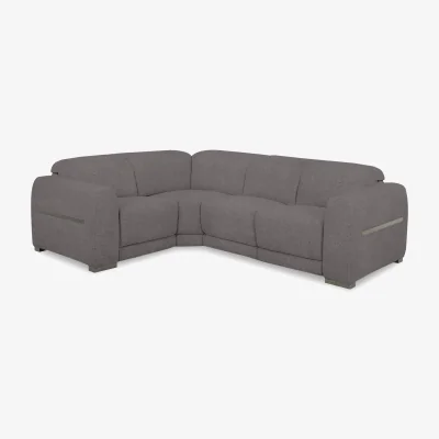 Furniture Village Edison Small Fabric Power Recliner Left Hand Facing Corner Sofa with Power Headrests and Lights