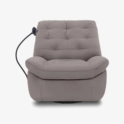 Furniture Village Ozzy HW Leather Swivel Power Recliner Chair with Phone Holder - Feather