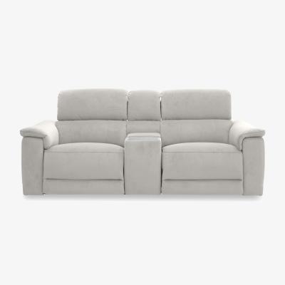 Furniture Village Genius Fabric 2 Seater Power Recliner Media Sofa with Power Headrest, Power Lumbar and Heated Seats - Lead Grey