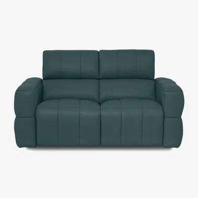 Furniture Village Cube Leather 2 Seater Power Recliner Sofa with Power Headrests