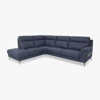 Furniture Village World of Leather - Eclipse Leather Power Recliner Left Hand Facing Corner Sofa with Power Headrests and Chaise End Storage