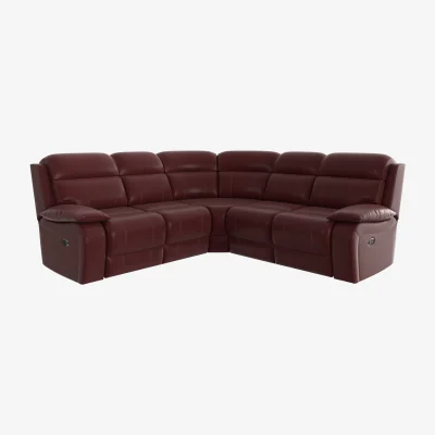 Furniture Village World of Leather - Moreno BV Leather Manual Recliner Corner Sofa - BV Deep Red