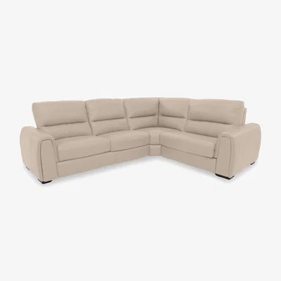 Furniture Village Flex NC Leather Small Power Recliner Corner Sofa with Storage Arms - NC Pebble