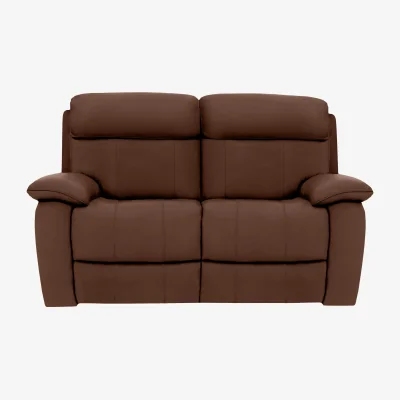 Furniture Village World of Leather - Moreno 2 Seater Leather Power Recliner Sofa with Power Headrests - Tobacco - Sofas and Armchairs