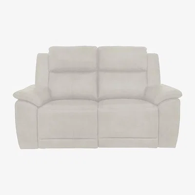 Furniture Village Utah Fabric 2 Seater Power Recliner Sofa with Power Headrests, Power Lumbar and Heated Seats - Velvet White