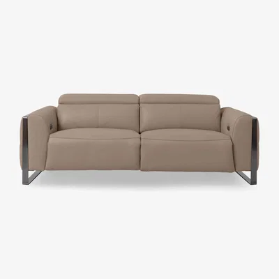 Furniture Village Gisella Leather 3 Seater Power Recliner Sofa with Power Headrests - Barley