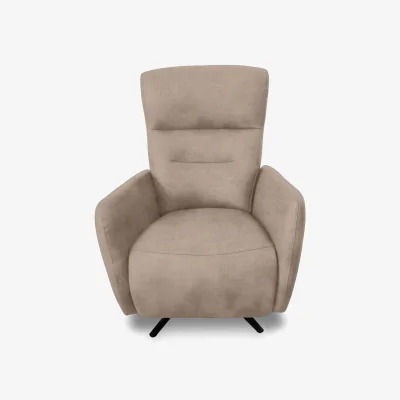 Furniture Village Designer Chair Collection Le Mans Fabric Dual Power Recliner Swivel Chair - R120 Light Khaki