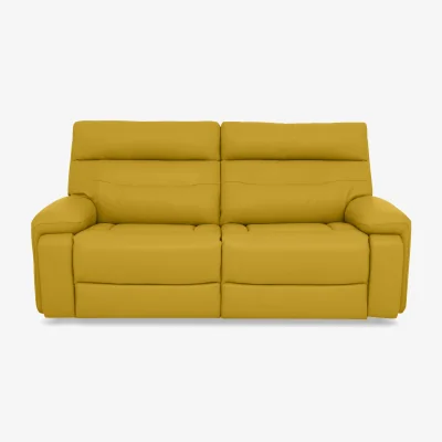 Furniture Village Cinemax Leather 3 Seater Power Recliner Sofa with Power Headrests - Giallo