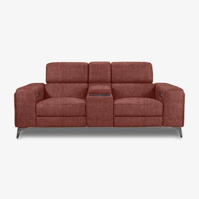 Furniture Village Action Fabric 2 Seater Power Recliner Media Sofa with Power Storage Arms - Red Maple