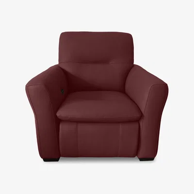 Furniture Village World of Leather - Restore Leather Power Recliner Armchair with Power Headrest - Deep Red