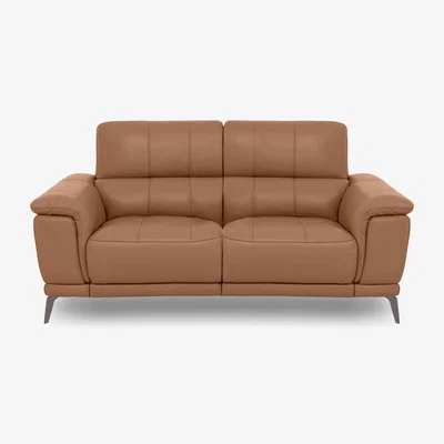 Furniture Village Lecce 2 Seater Leather Power Recliner Sofa with Power Headrests - Pecan Brown