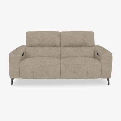 Furniture Village New York 2 Seater Fabric Power Recliner Sofa - R120 Light Khaki