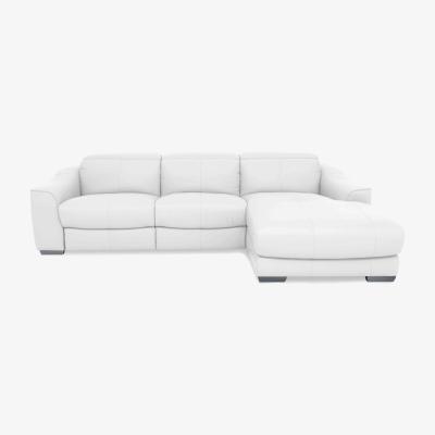 Furniture Village World of Leather - Xavier HW Leather Double Power Recliner Right Hand Facing Chaise End Sofa with Power Headrests - Star White