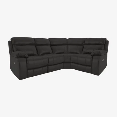 Furniture Village Moreno Small Leather Power Recliner Right Hand Facing Corner Sofa with Power Headrests - Shale Grey