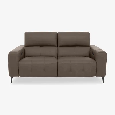 Furniture Village New York 2 Seater Leather Power Recliner Sofa - Fawn