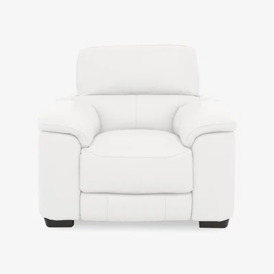 Furniture Village World of Leather - Nova BV Leather Power Recliner Chair with Power Headrest - BV Star White