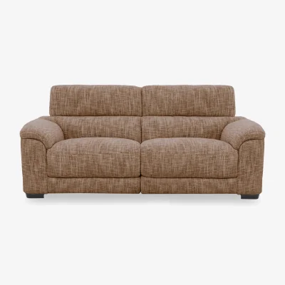 Furniture Village Nova Fabric 3 Seater Power Recliner Sofa with Power Headrests - Light Brown