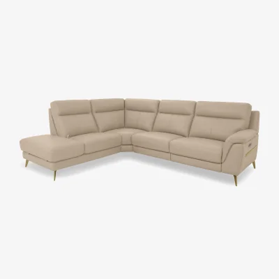 Furniture Village World of Leather - Eclipse Leather Power Recliner Left Hand Facing Corner Sofa with Power Headrests and Chaise End Storage