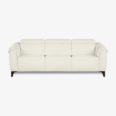 Furniture Village Nicoletti - Nicole 3 Seater 3 Cushion Leather Power Recliner Sofa with Power Headrests - Torello Bianco Puro