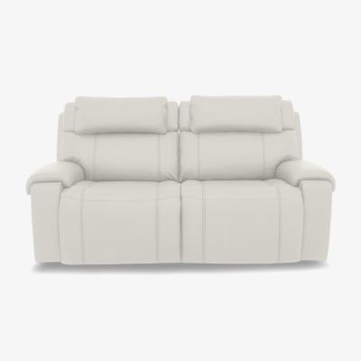 Furniture Village World of Leather - Hollywood NC Leather 3 Seater Power Recliner Sofa with Power Headrests and Storage Arms - Frost