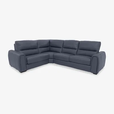 Furniture Village Flex BV Leather Small Power Recliner Corner Sofa with Storage Arms - BV Ocean Blue