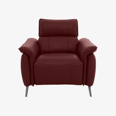 Furniture Village Jude Leather Power Recliner Chair with Power Headrest - Montana Ruby