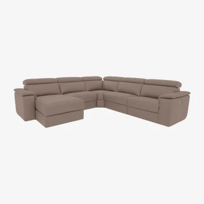 Furniture Village Nicoletti - Davide Large Leather Left Hand Facing Corner Power Recliner Sofa with Chaise End - Botero Taupe