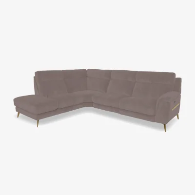 Furniture Village Eclipse Fabric Left Hand Facing Corner Power Recliner Sofa with Power Headrests and Chaise End Storage
