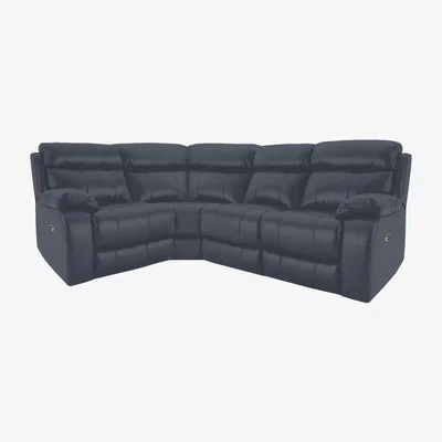 Furniture Village Moreno Small NC Leather Power Recliner Left Hand Facing Corner Sofa with Power Headrests - NC Ocean Blue