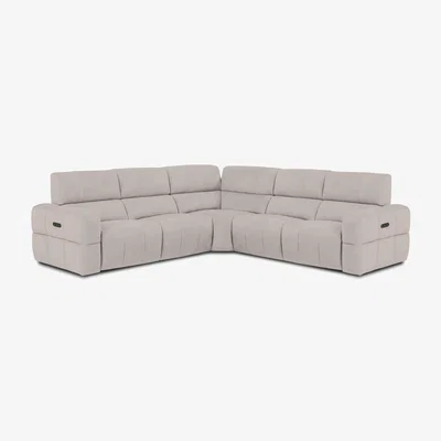 Furniture Village Cube Fabric Large Power Recliner Corner Sofa with Power Headrests - Lead Grey
