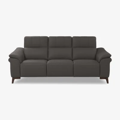 Furniture Village Nicoletti - Marconi 3 Seater 3 Cushion Leather Power Recliner Sofa with Power Headrests - Torello Grigio Scuro