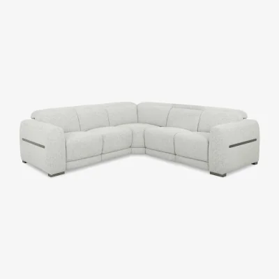Furniture Village Edison Large Fabric Power Recliner Corner Sofa with Power Headrests and Lights - Oyster