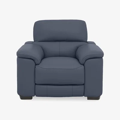 Furniture Village World of Leather - Nova BV Leather Power Recliner Chair with Power Headrest - BV Ocean Blue