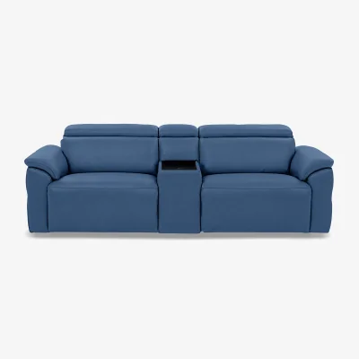 Furniture Village Dolomite 3 Seater Leather Power Recliner Sofa with Power Headrests and Console