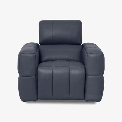 Furniture Village Cube Leather Power Recliner Chair with Power Headrest - Lavender