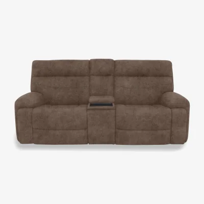 Furniture Village Cinemax Fabric 3 Seater Media Console Power Recliner Sofa with Power Headrests - Classic Brown