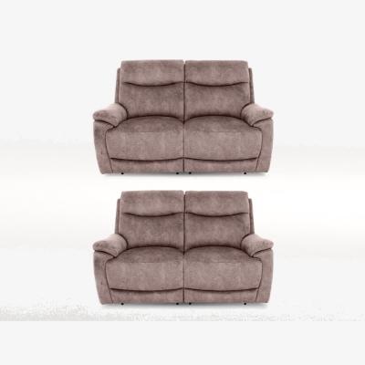 Furniture Village Sloane Two 2 Seater Fabric Power Recliner Sofas Set - Marble Charcoal Grey