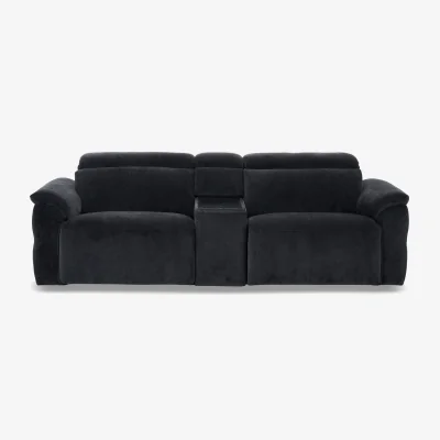 Furniture Village Dolomite 3 Seater Fabric Power Recliner Sofa with Power Headrests and Console - Manhattan Indigo