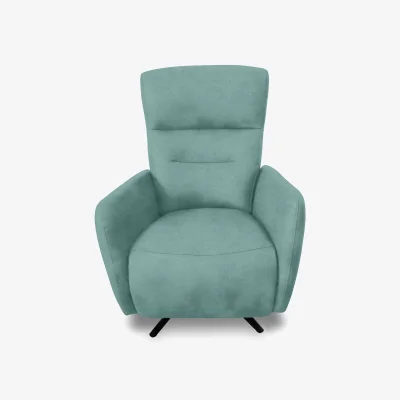 Furniture Village Designer Chair Collection Le Mans Fabric Dual Power Recliner Swivel Chair - Baby Blue