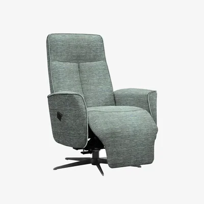Furniture Village G Plan - Maribo Fabric Lift and Rise Power Recliner Chair with Power Headrest and Black Base - Waffle Marine