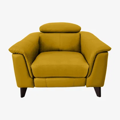 Furniture Village Wade Leather Power Recliner Chair - Yellow