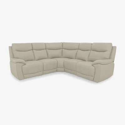 Furniture Village Sloane Leather Large Power Recliner Corner Sofa - Bone China