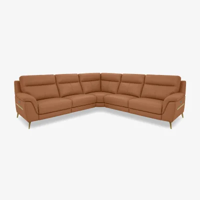 Furniture Village World of Leather - Eclipse Large Leather Power Recliner Corner Sofa with Power Headrests - Pecan
