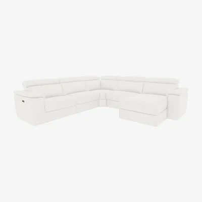 Furniture Village Nicoletti - Davide Large Leather Right Hand Facing Corner Power Recliner Sofa with Chaise End - Botero Bianco